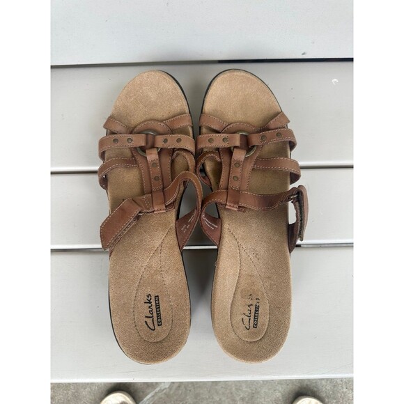 Clarks Collection Women's Hayla Theme Slip On Leather Sandals Slippers Shoes 12 - Picture 3 of 7